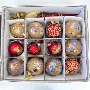 Vintage Frontgate Christmas Ornaments Lot of 14 Red & Gold Assortment